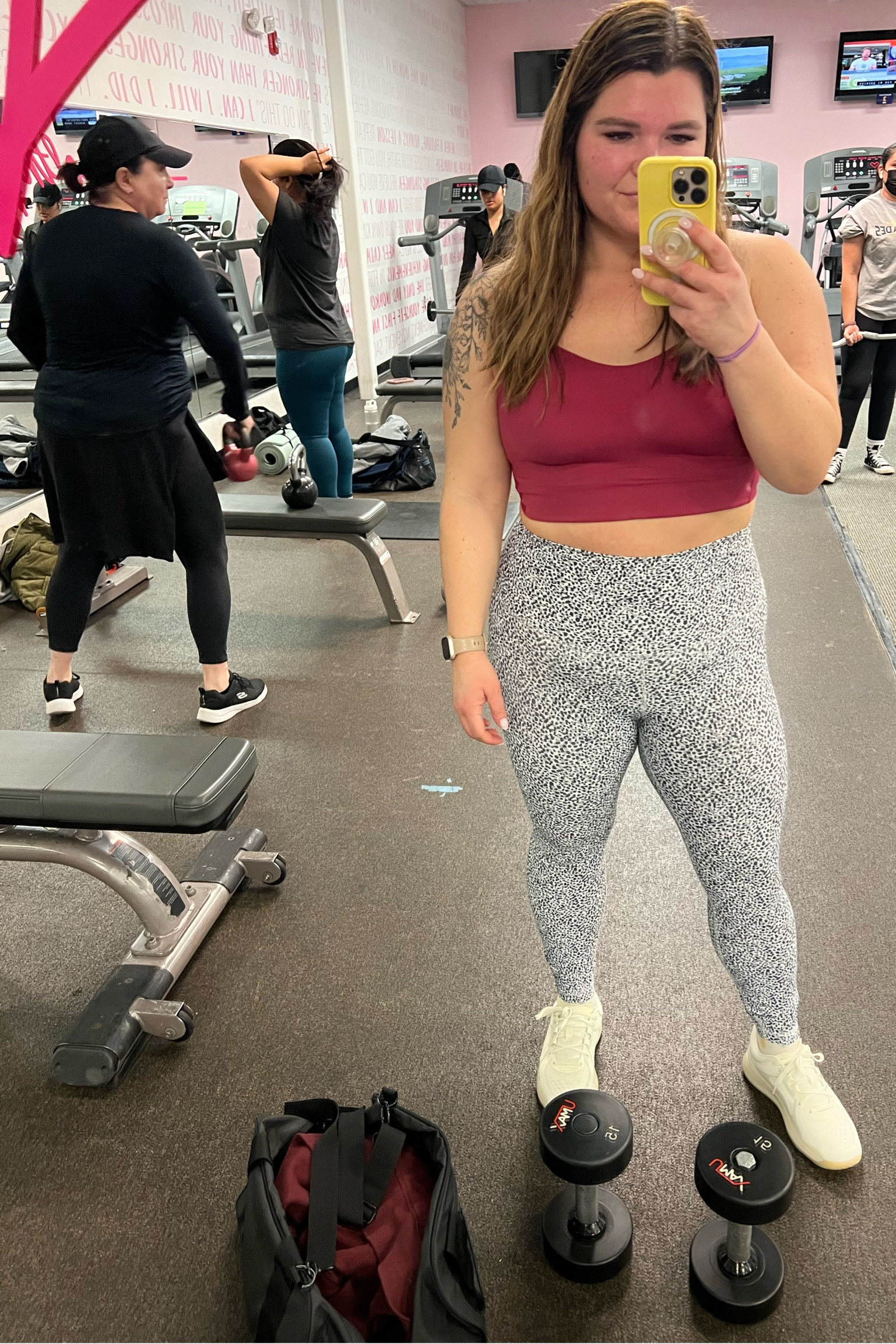 Midsize gym outfit of the day. Affordable old navy ultra high waisted leggings paired with my new cloud Lululemon long line bra I have decided I LOVE. These Lululemon lifting shoes are also the best. 
Weight lifting shoes
Lululemon women’s shoes
Leggings under $50
Comfortable sports bras
High waisted leggings 

#LTKcurves #LTKfit #LTKunder50