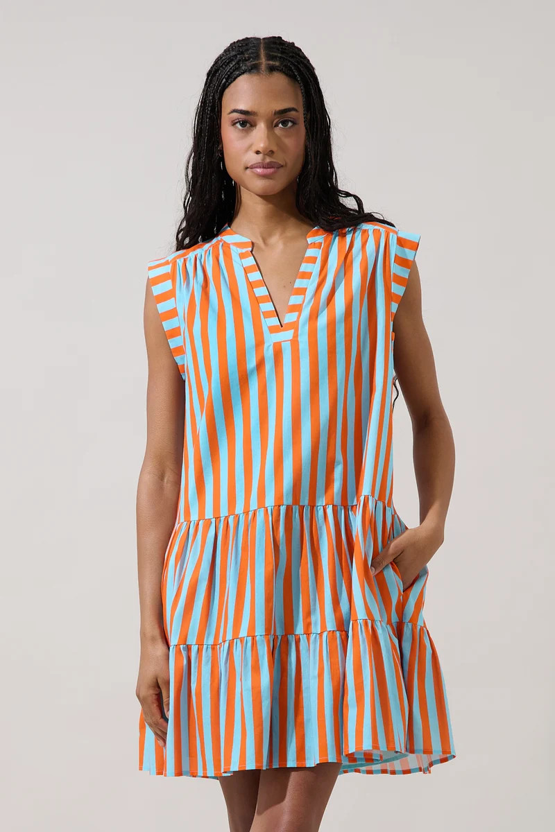 Roselia Tiered Mini Dress Lasha Stripe | Sugarlips