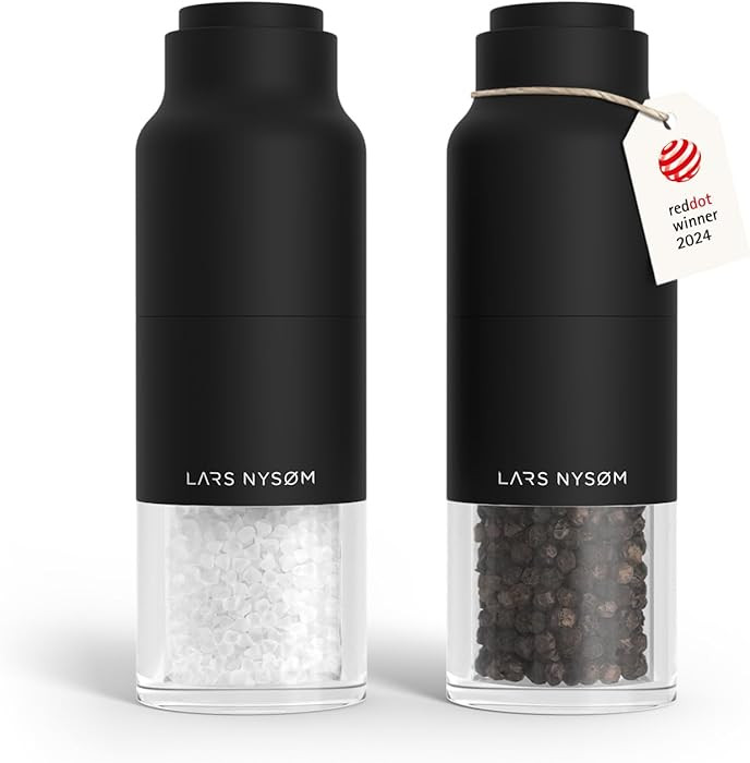 LARS NYSØM Salt and Pepper Grinder Set, Stainless Steel Manual Salt and Pepper Mills, Adjustable... | Amazon (US)