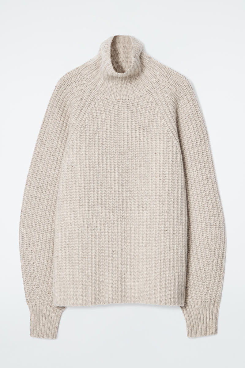 Ribbed Cashmere-Blend Funnel-Neck Jumper | COS UK