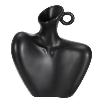 Unique Bargains Ceramic Office Home Body Shape Modern Decorative Vase Black | Target