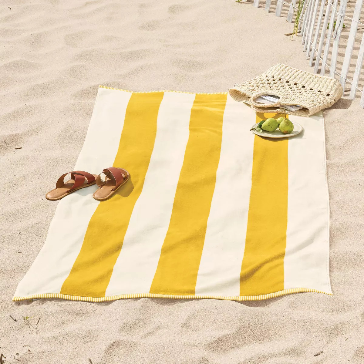 40"x72" Vertical Wide Cabana Striped Oversized Beach Towel Yellow - Threshold\u2122 | Target