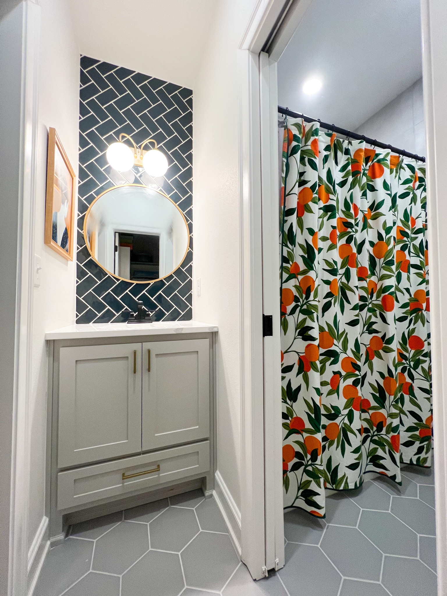 Shower curtain is up! Such a fresh feeling making this switch just in time for spring and summer. This is the jack and Jill bathroom that connects in the middle. This is what it looks like from the green tile side. I’ll share another post for what it looks like from the pink vanity. 

Bathroom, bathroom refresh, shower curtain, home decor

#LTKhome #LTKFind #LTKunder100