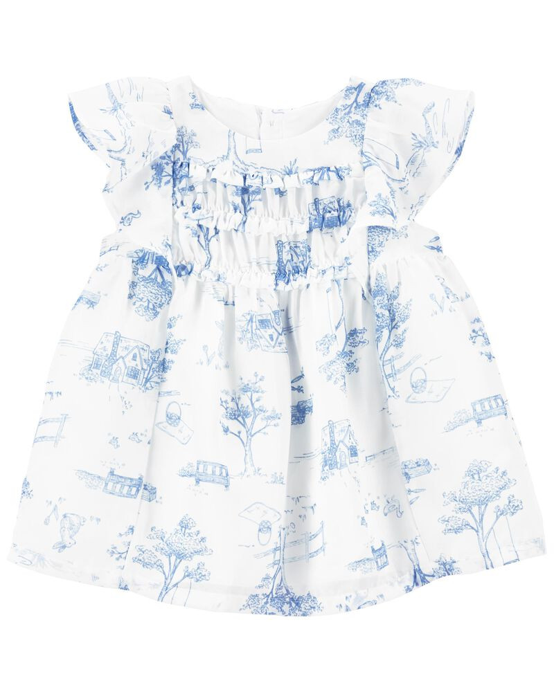 Baby Toile Print Crepe Dress | Carter's