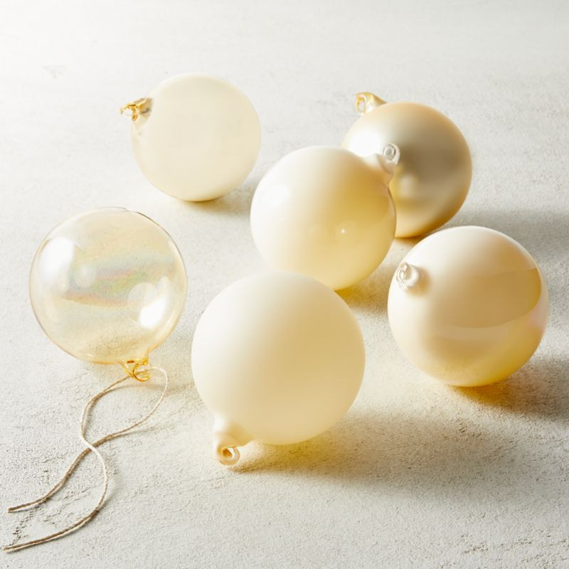 Mixed Ivory Christmas Tree Ornament Set of 6 | CB2 | CB2