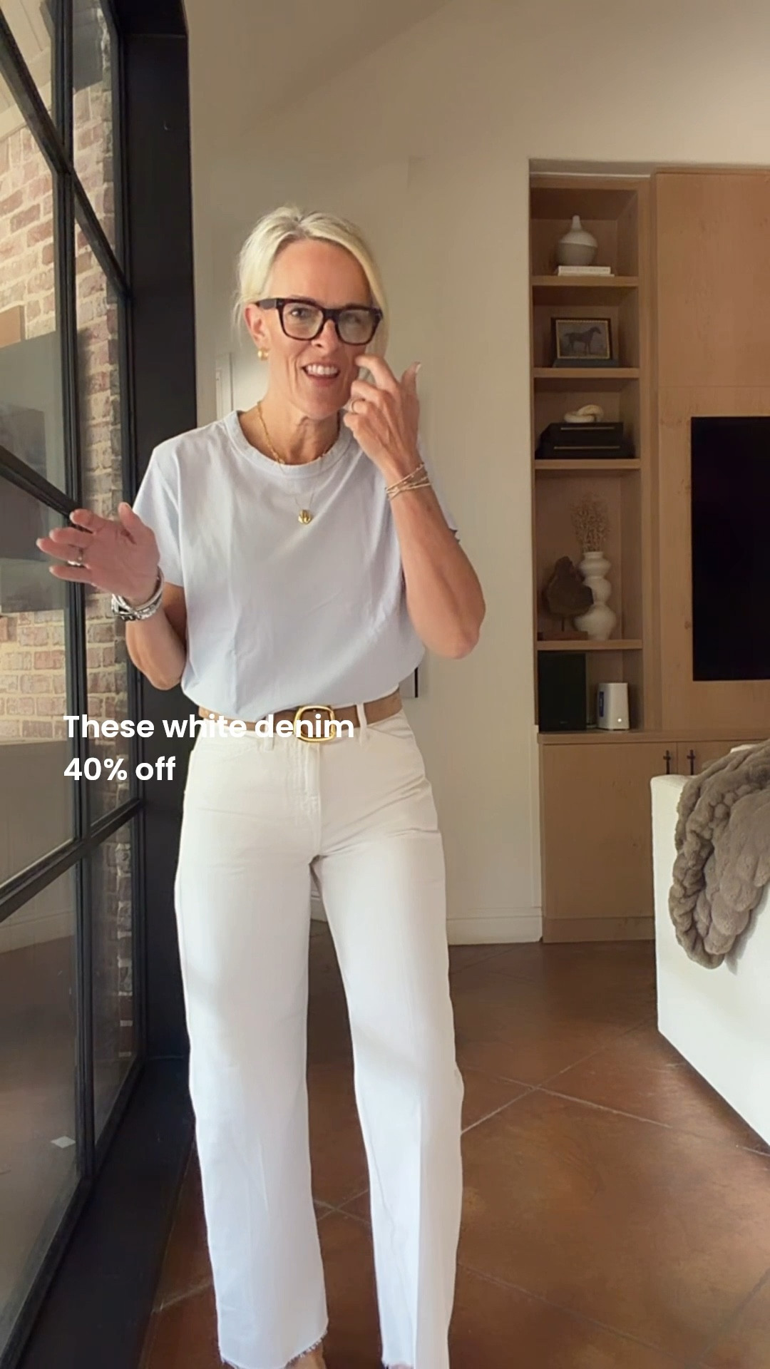 These new arrival white denim are 40% off if you are a passport member  @jcrew ￼!!!

Free to be one. 
Use code SHOPEARLY

Fit tts but if you are between sizes, I would suggest sizing up one 

Tshirt I sized up one size 2, a medium ￼￼

#LTKootd #LTKSaleAlert #LTKOver40