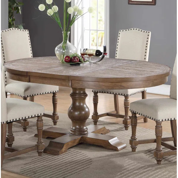 Fawziyah Extendable Solid Oak Pedestal Dining Table | Wayfair North America