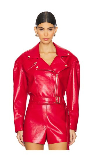 Morello Faux Leather Jacket in Ruby | Revolve Clothing (Global)