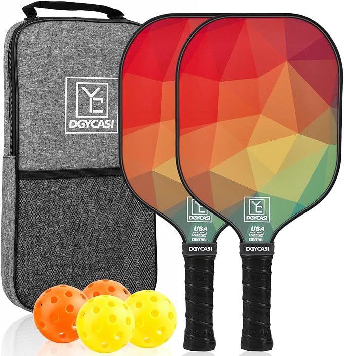 YC DGYCASI Pickleball Paddles Set of 2, 2024 USAPA Approved, Carbon Fiber Surface (CHS), Polyprop... | Amazon (US)