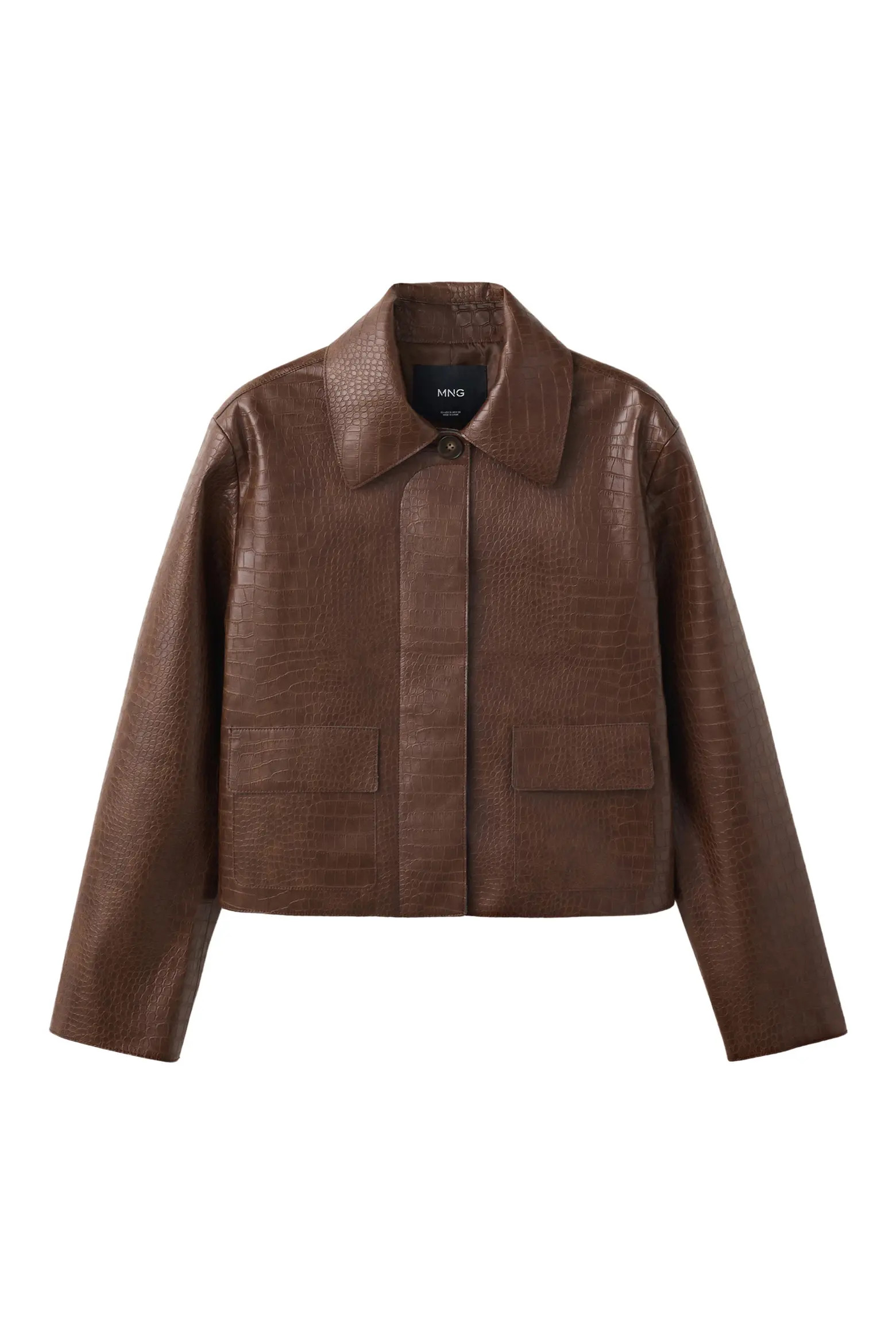 MANGO Nilo Croc Embossed Faux Leather Jacket (Women) | Nordstrom | Nordstrom