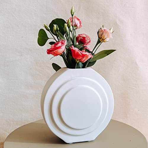 Rhapsody Studio White Vases For Decor - White Ceramic Vase , Round Vase Aesthetic Decor , Modern Vas | Amazon (US)