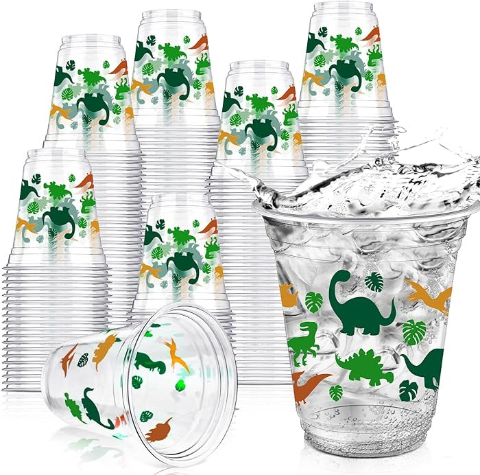 Yuxung 50 Pcs 12 oz Dinosaur Cups Dinosaur Birthday Decorations Plastic Cups Dino Tumbler for Kid... | Amazon (US)