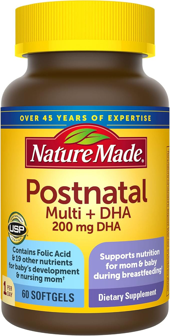 Nature Made Postnatal Multivitamin + DHA 200 mg, Postnatal Vitamins for Breastfeeding Moms & Babi... | Amazon (US)