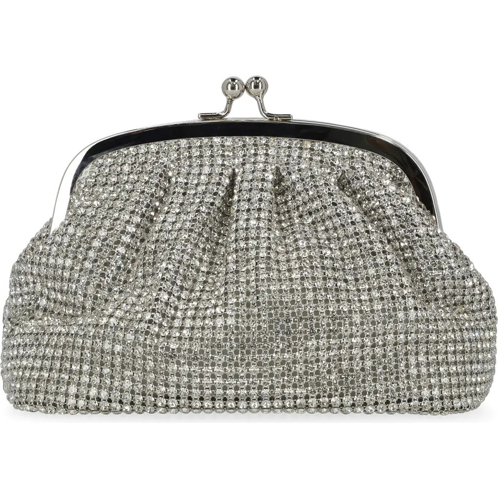 Jessica McClintock Elsie Frame Top Rhinestone Clutch in Silver at Nordstrom Rack | Nordstrom Rack
