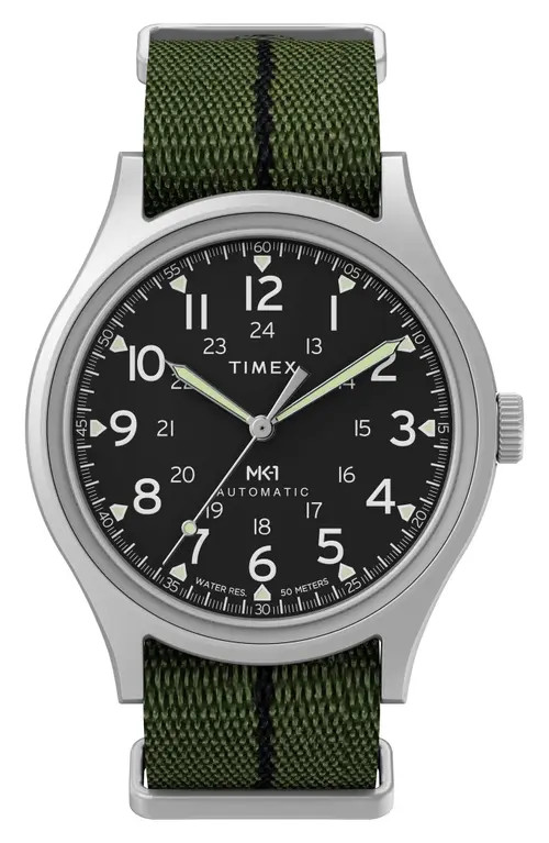 Timex MK1 Automatic 40mm watch on webbing strap