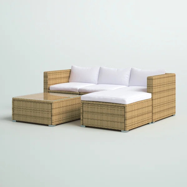 Oxley 3 Piece Rattan Sectional Seating Group with Cushions | Wayfair Professional