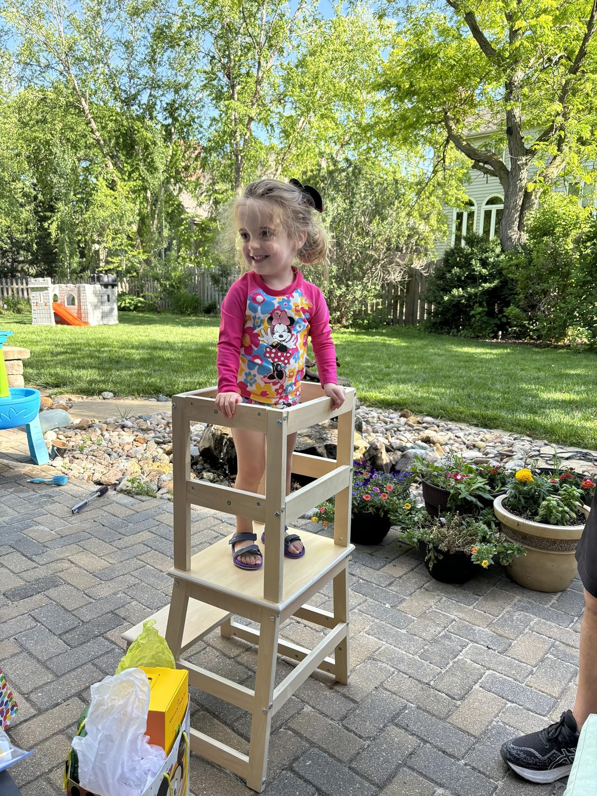 Kids Kitchen Step Stool with Safety Rail,Wooden Toddler Standing Tower for Kitchen Counter, Kids ... | Amazon (US)