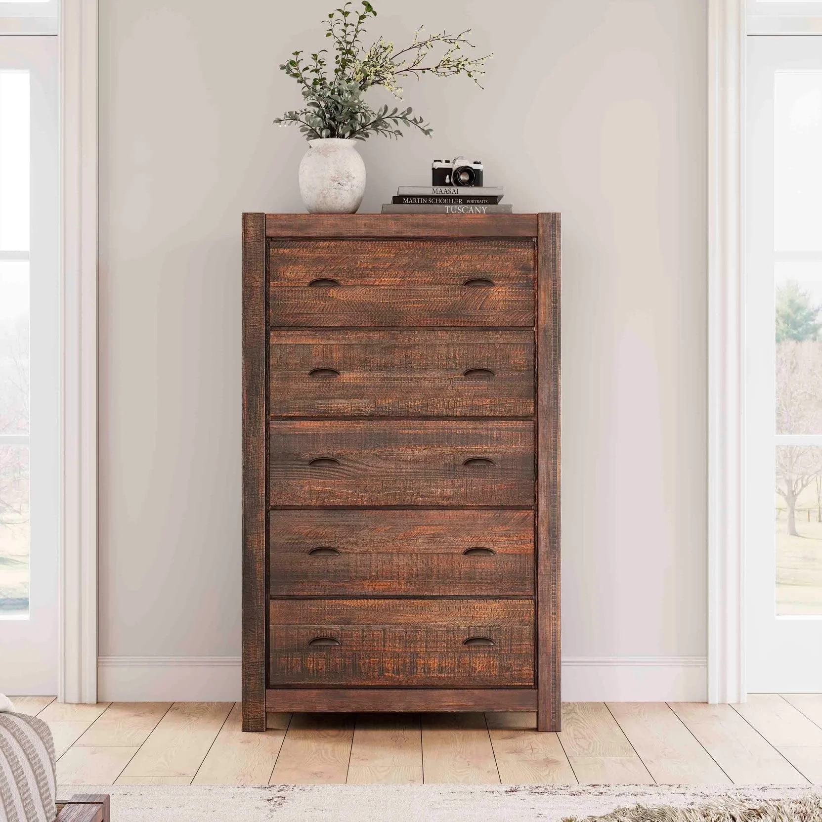 Grain Wood Furniture Montauk 5-Drawer Chest, Rustic Walnut | Walmart (US)