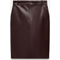 Zara - Zw Collection Limited Edition Leather Midi Skirt - Brown - Xs - Woman | Zara UK