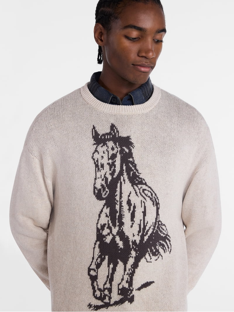 No Boundaries Western Graphic Oversized Fit Sweater, Men's Sizes XS-5XB | Walmart (US)