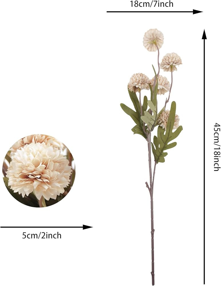 5 Pcs Mini Pompon Mum Artificial Flowers, Faux Silk Flowers for DIY Bouquets, Wedding Centerpiece... | Amazon (US)