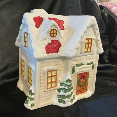 Ceramic Christmas House Cookie Jar Vintage | eBay US