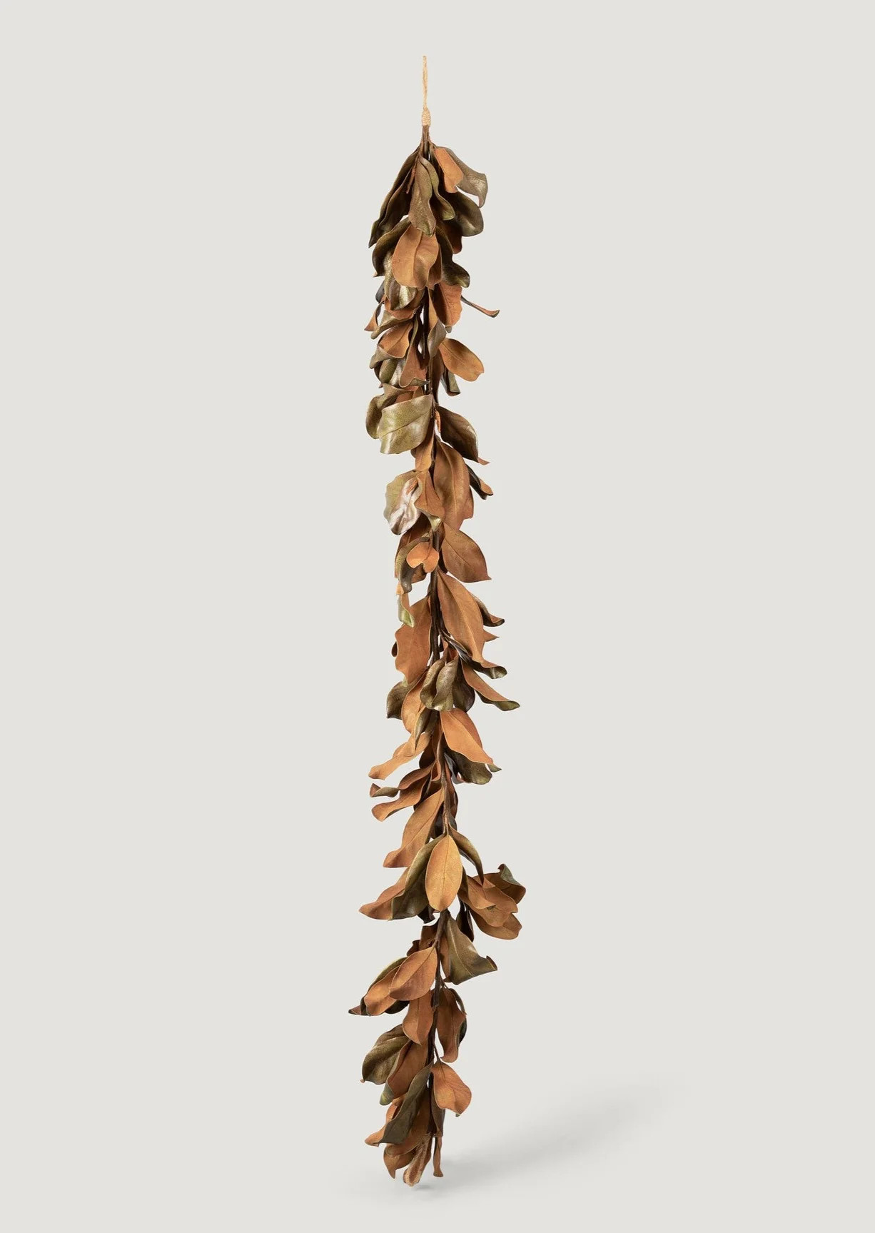 Natural Touch Faux Magnolia Leaf Garland in Aged Brown- 79.5" | Afloral