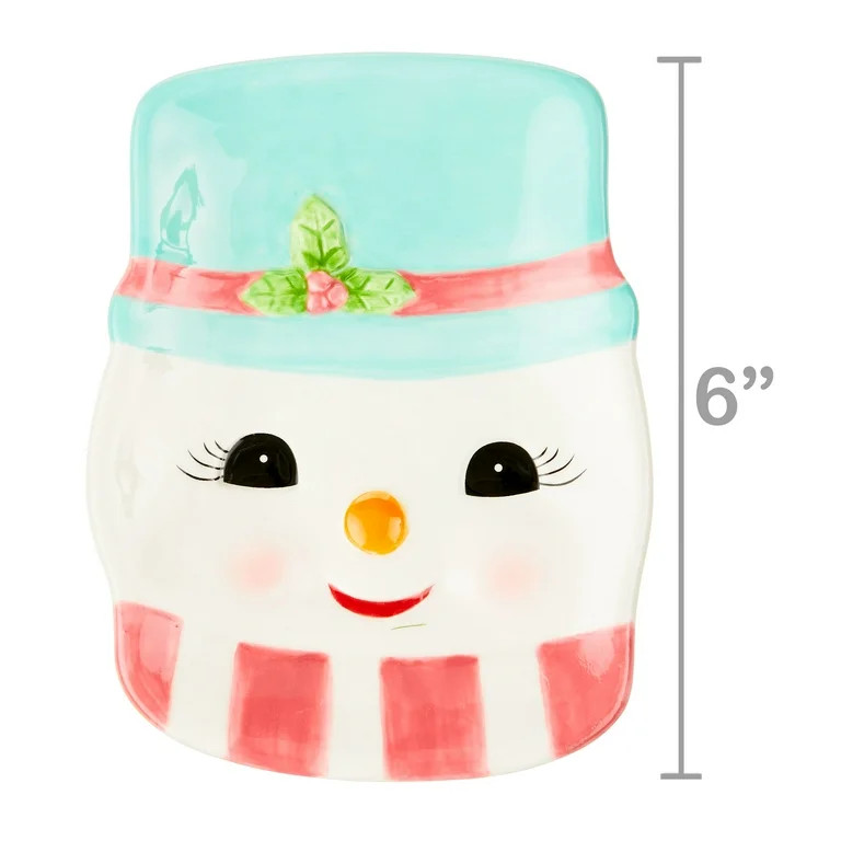 Mr. Christmas 6" Decorative Pastel Ceramic Snowman Shaped Trinket Tray Decoration | Walmart (US)