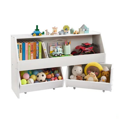 Toy Storage Organizer, Wooden Kids Bookshelf With Storage, Toy Storage Cabinet With 2 Mobile Drawers, Kids Storage Organizer For Bedroom, Nursery, Liv | Wayfair North America