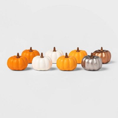 8ct Harvest Solid Color Mini Decorative Pumpkin - Spritz™ | Target