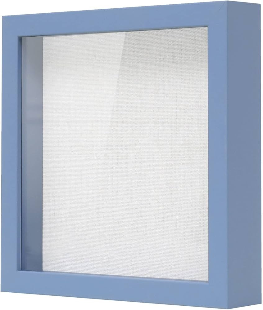 Muzilife 8x8 Shadow Box Picture Frame with Linen Board - Deep Wood & Glass Display Case Ready to ... | Amazon (US)