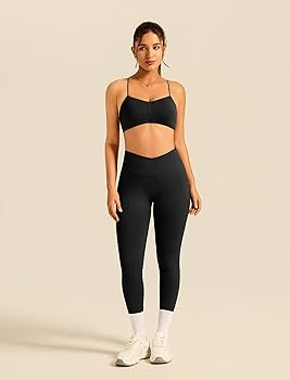 ABOCIW Workout Sets for Women 2 Piece Seamless Strappy Sports Bra Crossover Waist Leggings Gym Se... | Amazon (US)