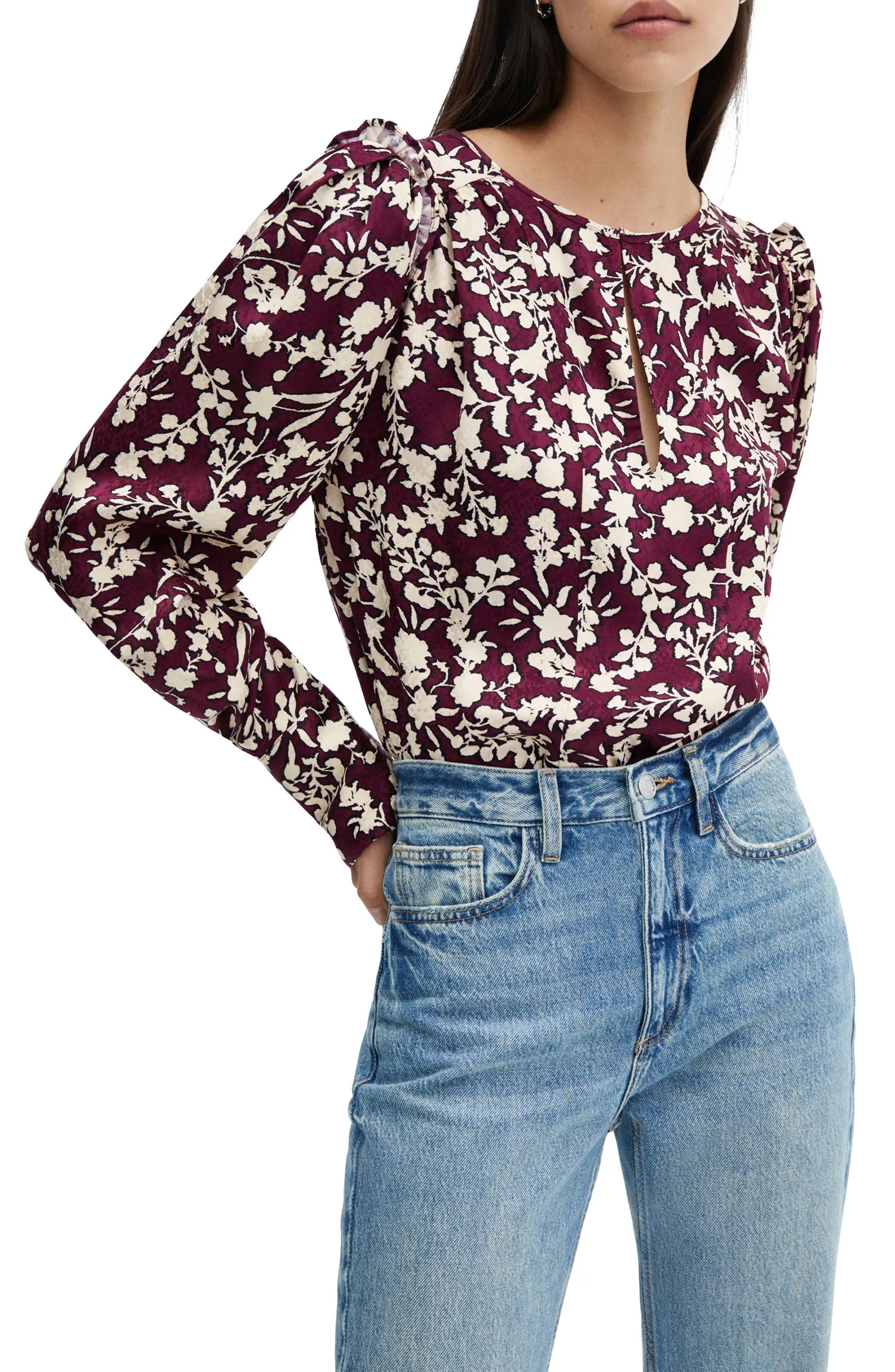 MANGO Floral Print Long Sleeve Top | Nordstrom | Nordstrom