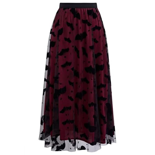 CHICWISH Women's Pumpkin Tulle Tutu Skirt Velvet Bats Elastic Waist Halloween Party Layered Mesh ... | Amazon (US)
