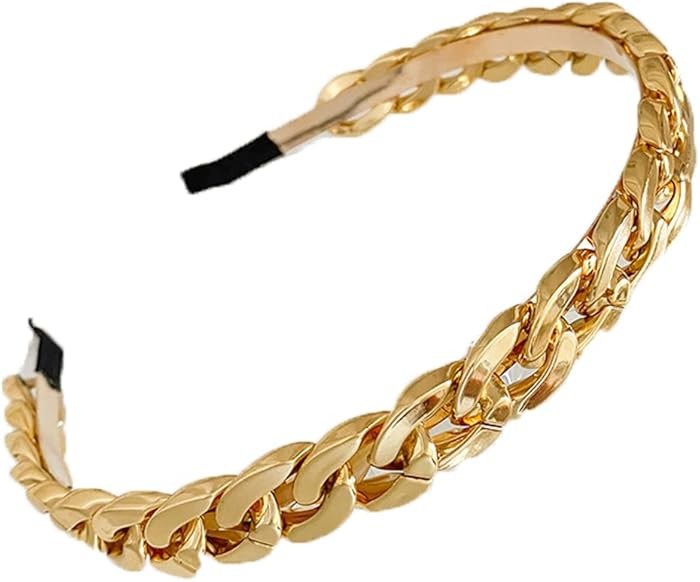 Caiyao Multicolor Vintage Resin Twisted Link Chain Hairband Thick Chunky Paperclip Chain Metal Re... | Amazon (US)