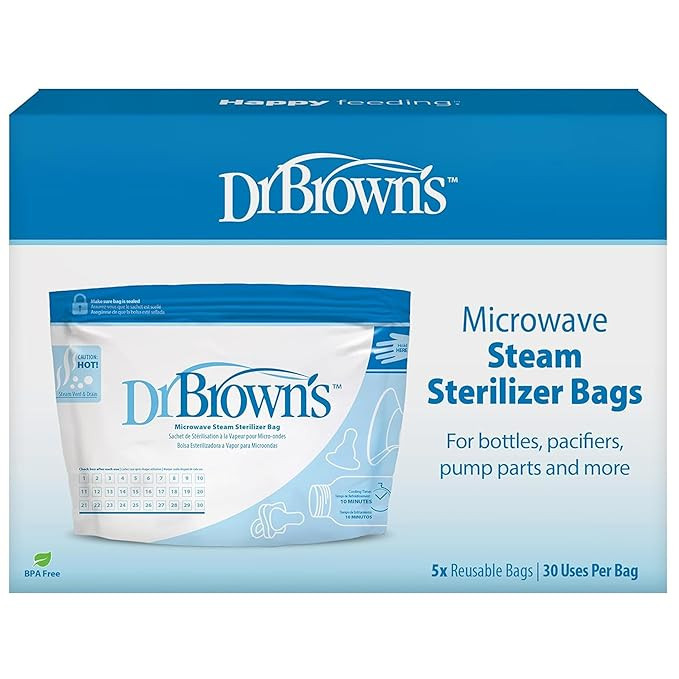 Dr. Brown's Microwave Steam Sterilizer Bags for Baby Bottles, Pacifiers, Pump Parts and Accessori... | Amazon (US)