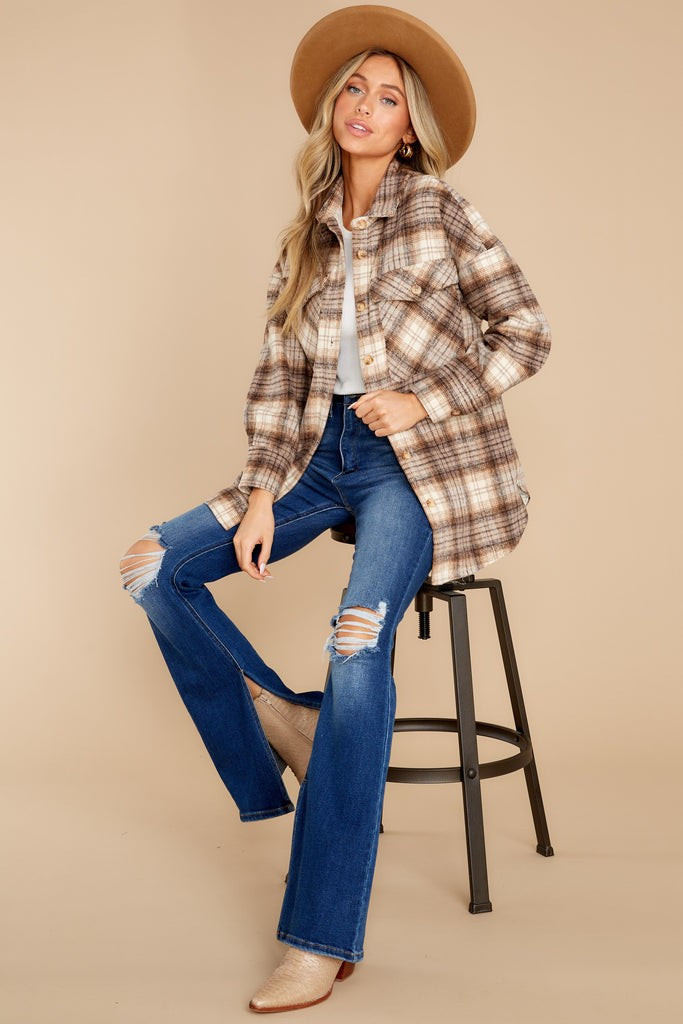 Rock It Any Day Brown Plaid Shacket | Red Dress 