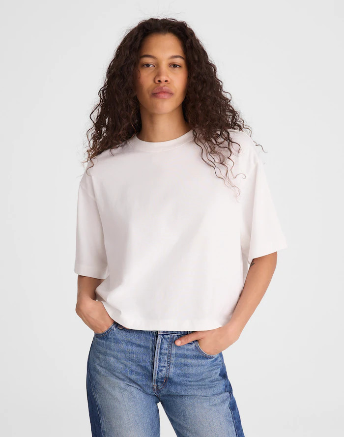 The Boxy Crop Tee in Allday Jersey | Madewell