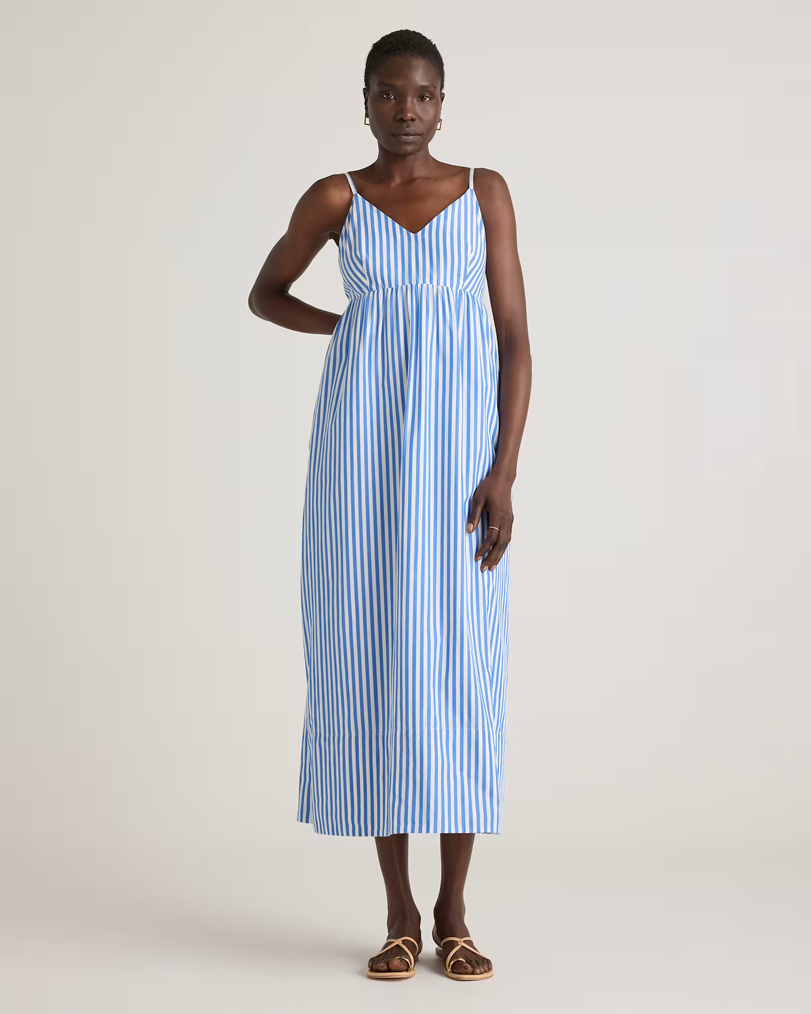 100% Organic Cotton Sleeveless Maxi Dress in Azure Stripe | Quince