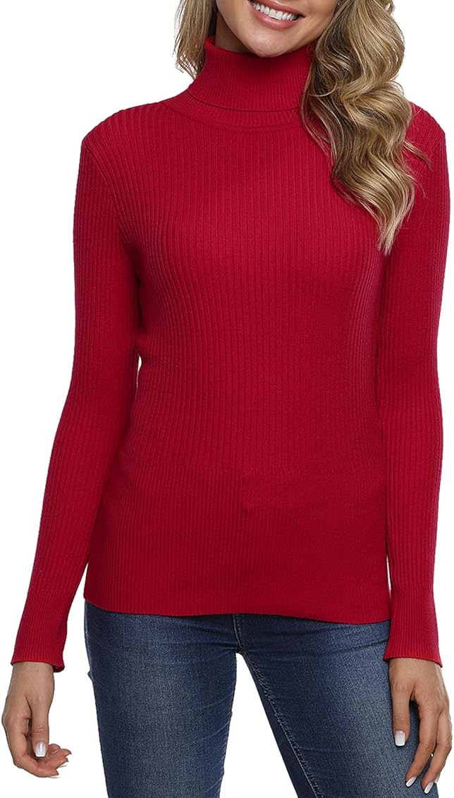 PrettyGuide Women's Ribbed Turtleneck Long Sleeve Sweater Tops | Amazon (US)