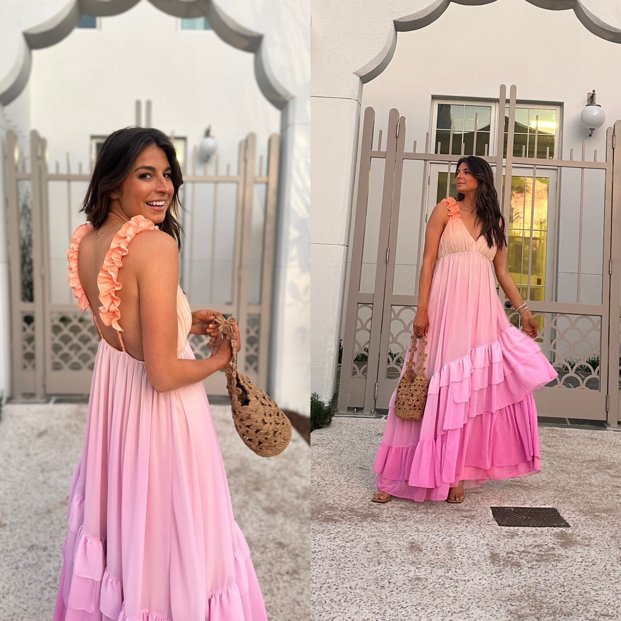Short Pink Maxi Dress Bhldn Blush Dress BHLDN Elora Sleeveless V-Neck  Ruffle Lace Maxi Dress