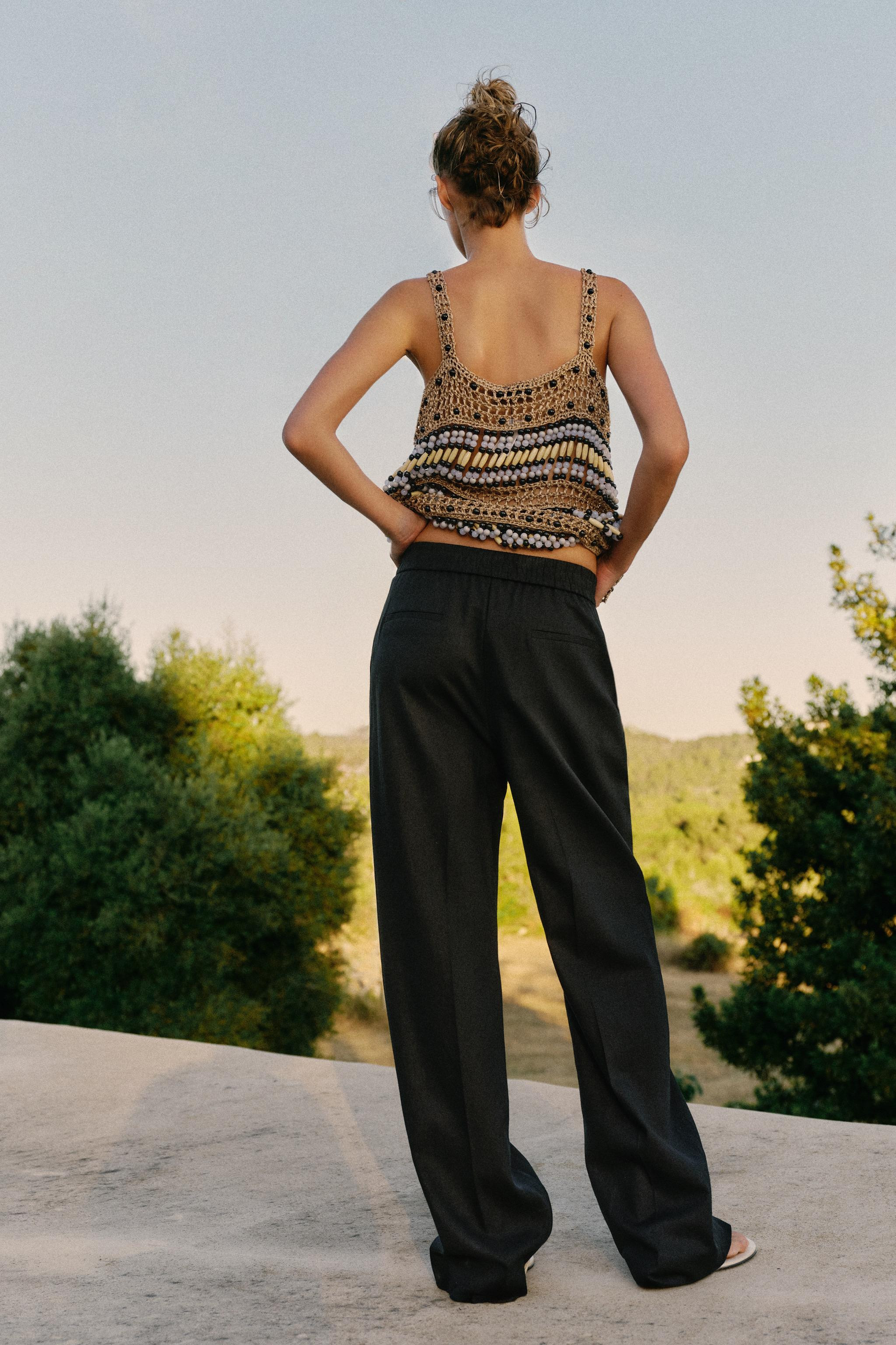 LINEN BLEND STRAIGHT LEG PANTS | Zara US