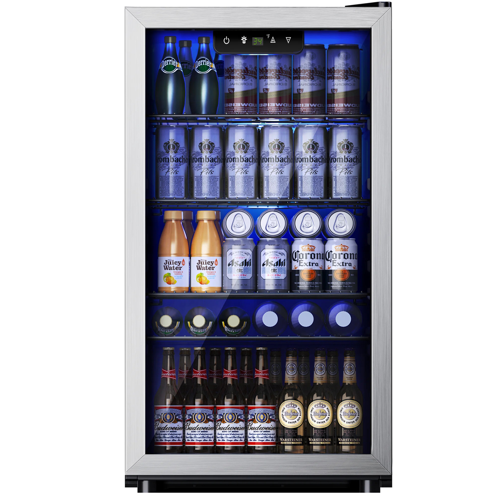 Simzlife 17.3'' W 130 Cans (12oz.) 3.2 Cubic Feet Freestanding Beverage Refrigerator with Glass D... | Wayfair North America