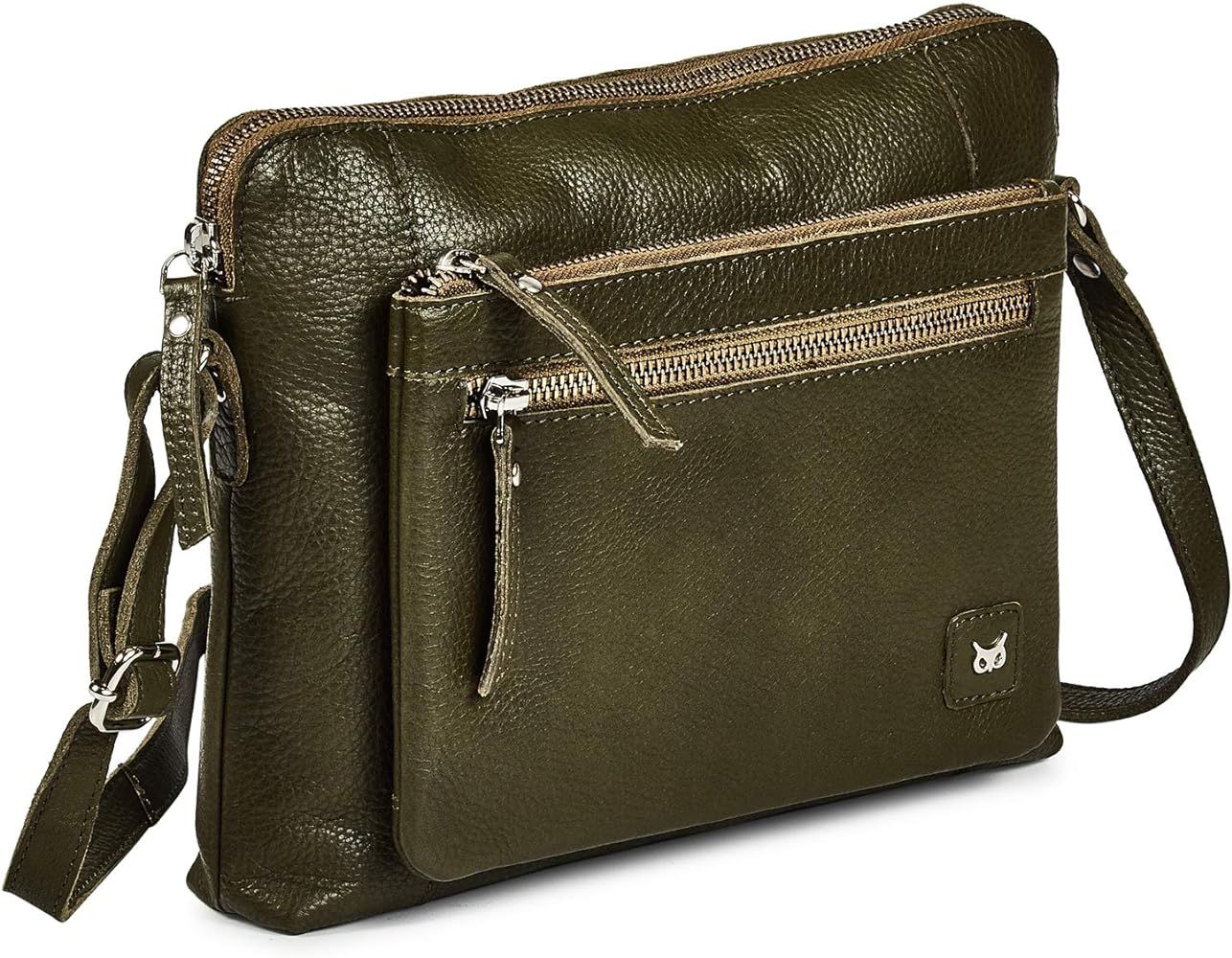 Small Soft Pebbled Real Leather Crossbody Handbags & Purses - Triple Zip Premium Sling Crossover ... | Amazon (US)