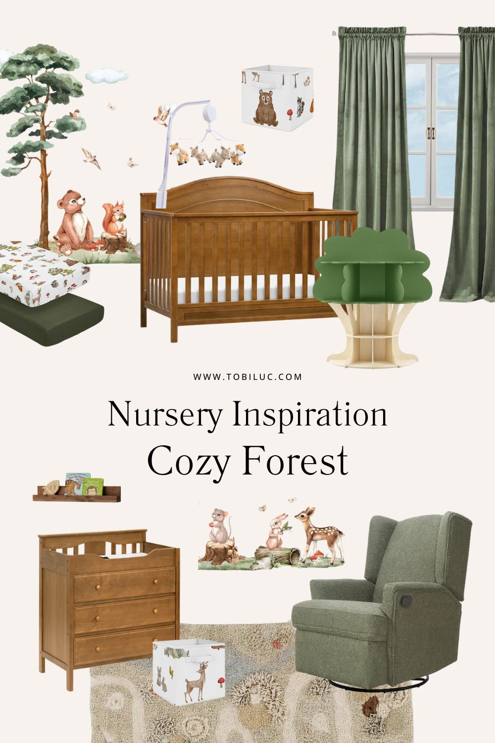 Create a cozy, nature-inspired nursery with forest-themed decor. Featuring wooden furniture, calming green tones, and woodland animal accents. 

 #LTKHome #LTKBaby #LTKBump