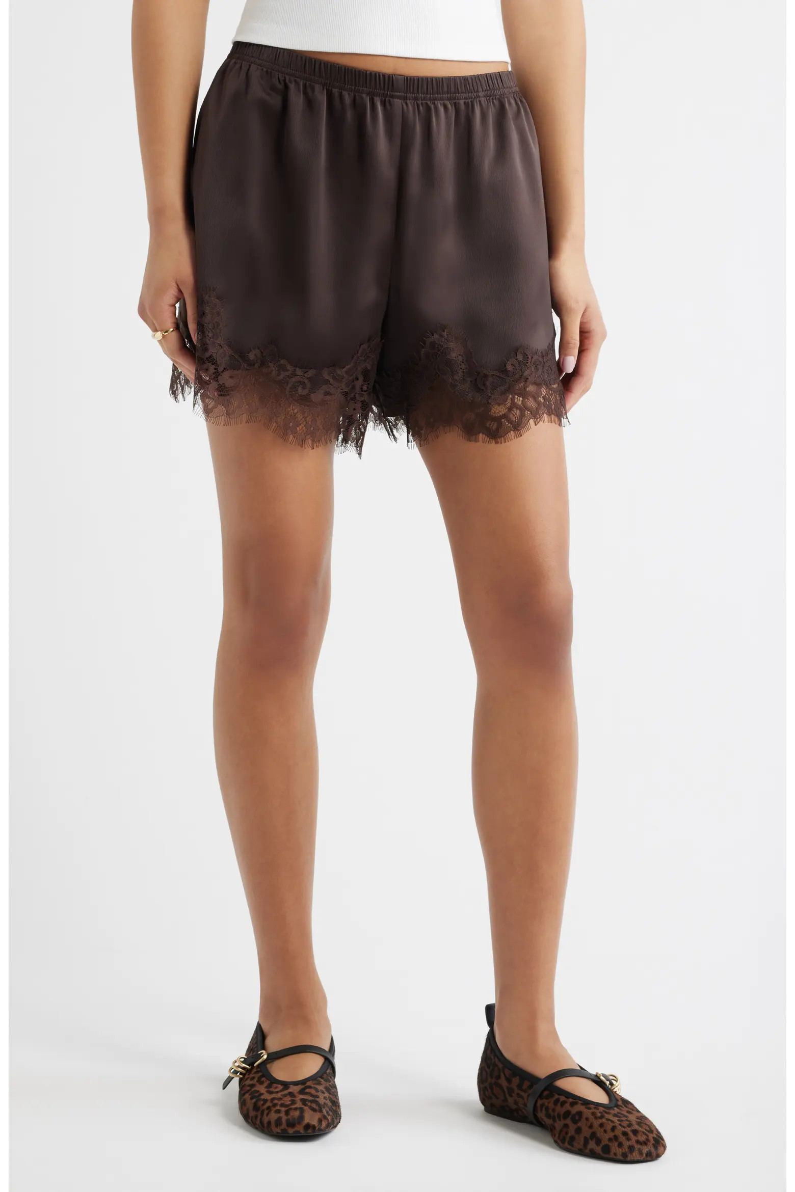 Lace Trim Satin Shorts (Women) | Nordstrom | Nordstrom