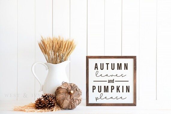 Autumn leaves and pumpkin please fall wooden sign entryway | Etsy | Etsy (US)