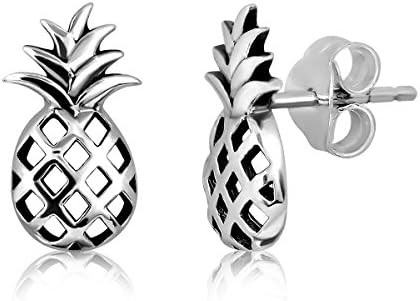 WithLoveSilver 925 Sterling Silver Cute Tropical Fruit Pineapple Summer Stud Earrings for Women | Amazon (US)
