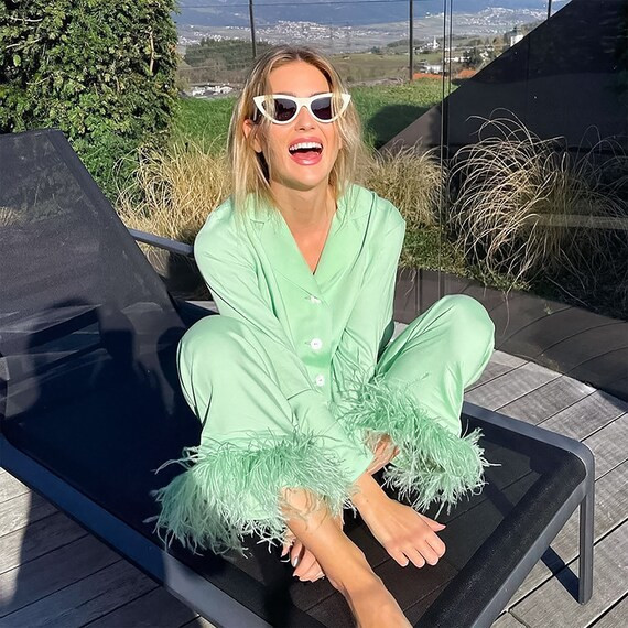 Mint Feather Pajamas Best Gift Ideas for Bride Feather | Etsy | Etsy (US)