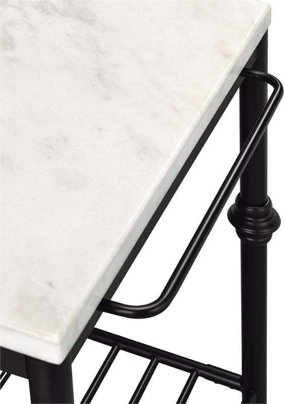 BOWERY HILL Froy Marble Top Kitchen Island in Black and White | Amazon (US)